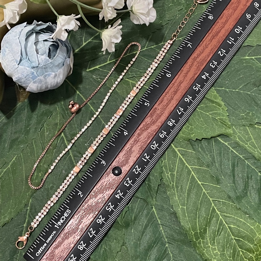 💎 Set of Two Rose Gold Crystal Bracelets - Picture 5 of 8